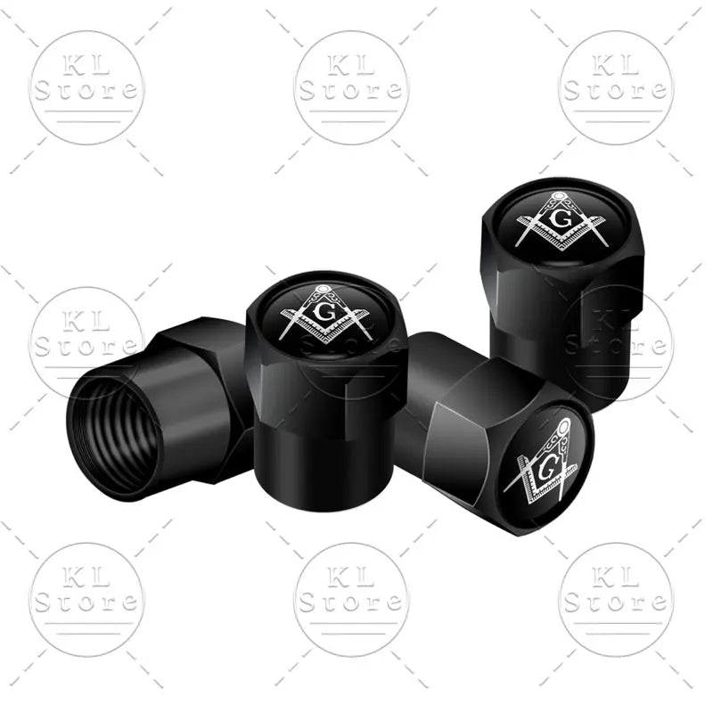 4er Set Radventilkappen mit Freimaurer Emblem Aluminiumlegierung Wasserdicht