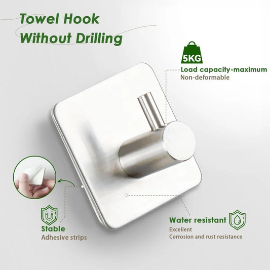 Selbstklebender Edelstahl Wandhaken für Handtücher und Kleidung