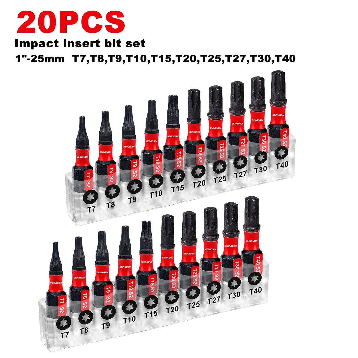 Stoßfeste Torx-Bits T7-T40 aus S2 Stahl – 20-29 starke 1-Zoll Schrauberbits