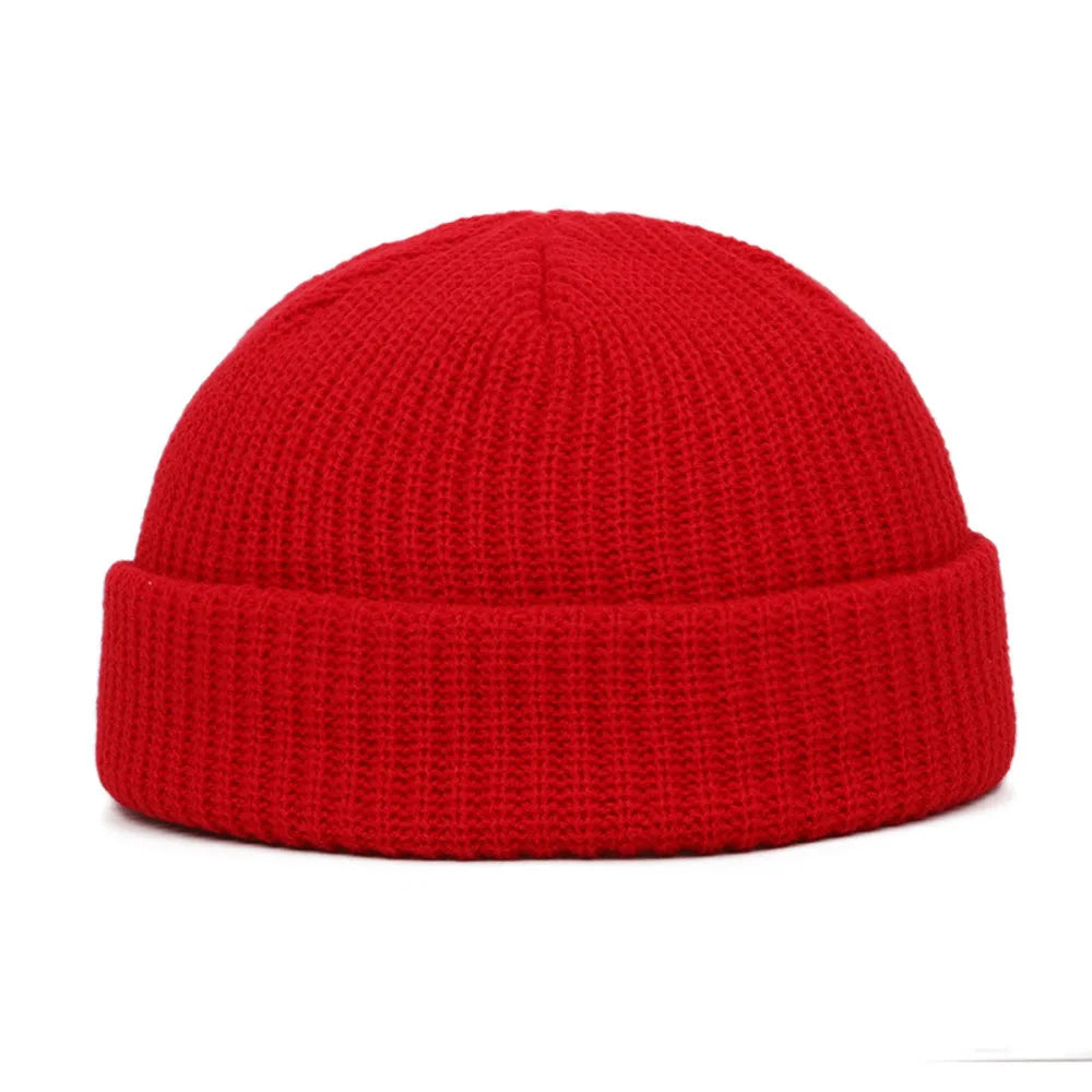 Elastische Unisex Winter Mütze Kurz Gestrickt Warm Beanie Kappe Erwachsene