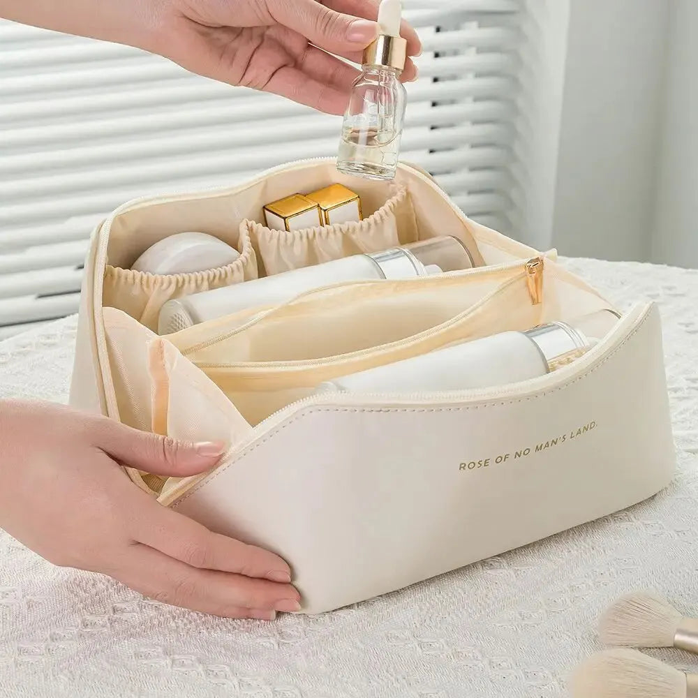 Luxuriöser Make-up-Organizer aus PU-Leder – geräumig, stilvoll - reisefreundlich