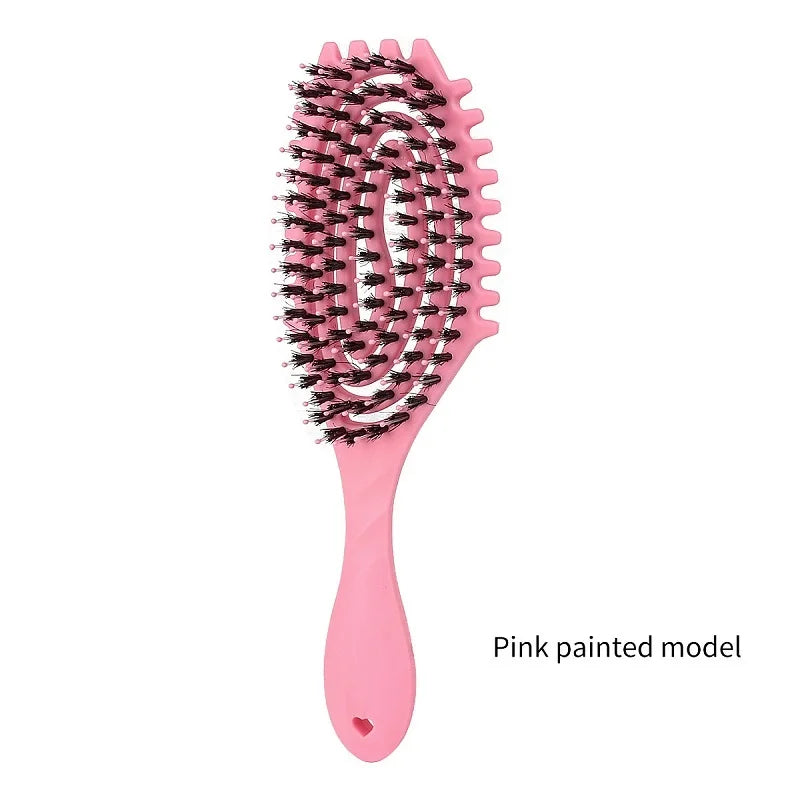 Haarbürste mit Wildschweinborsten zum sanften Entwirren von Locken 22x7cm