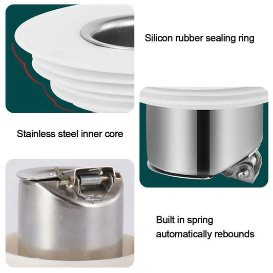 Geruchsneutraler Edelstahl-Abflusskern mit Anti-Insekten- - Rückstauschutz, Silber