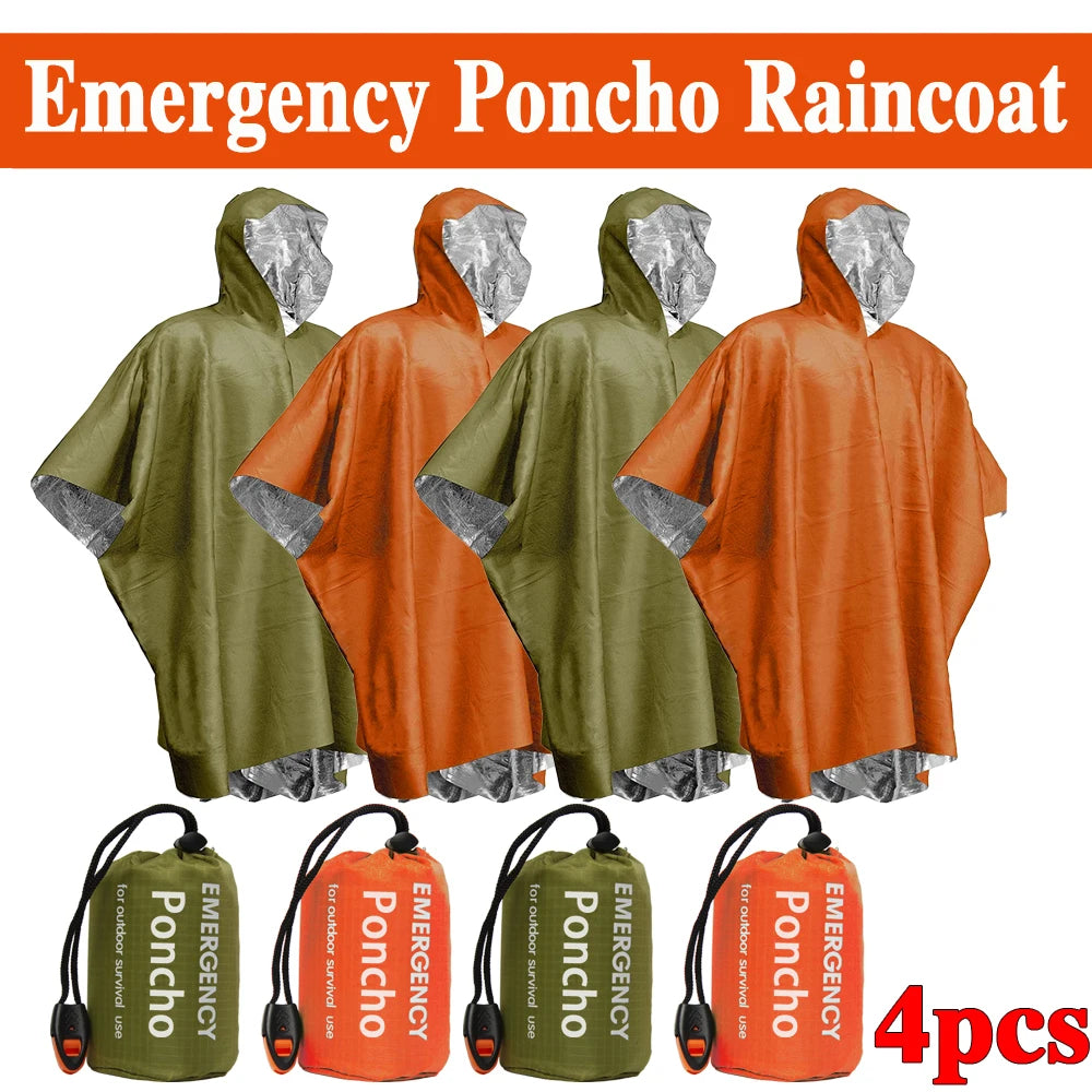 Wasserdichter Notfall-Poncho mit Aluminiumfolie – Wärmend - leicht, 130x100 cm
