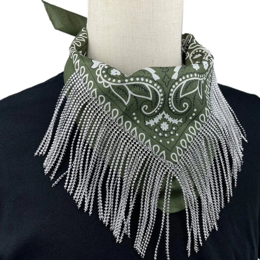 Vielseitiges Paisley Bandana mit Strassfransen für Frauen und Männer