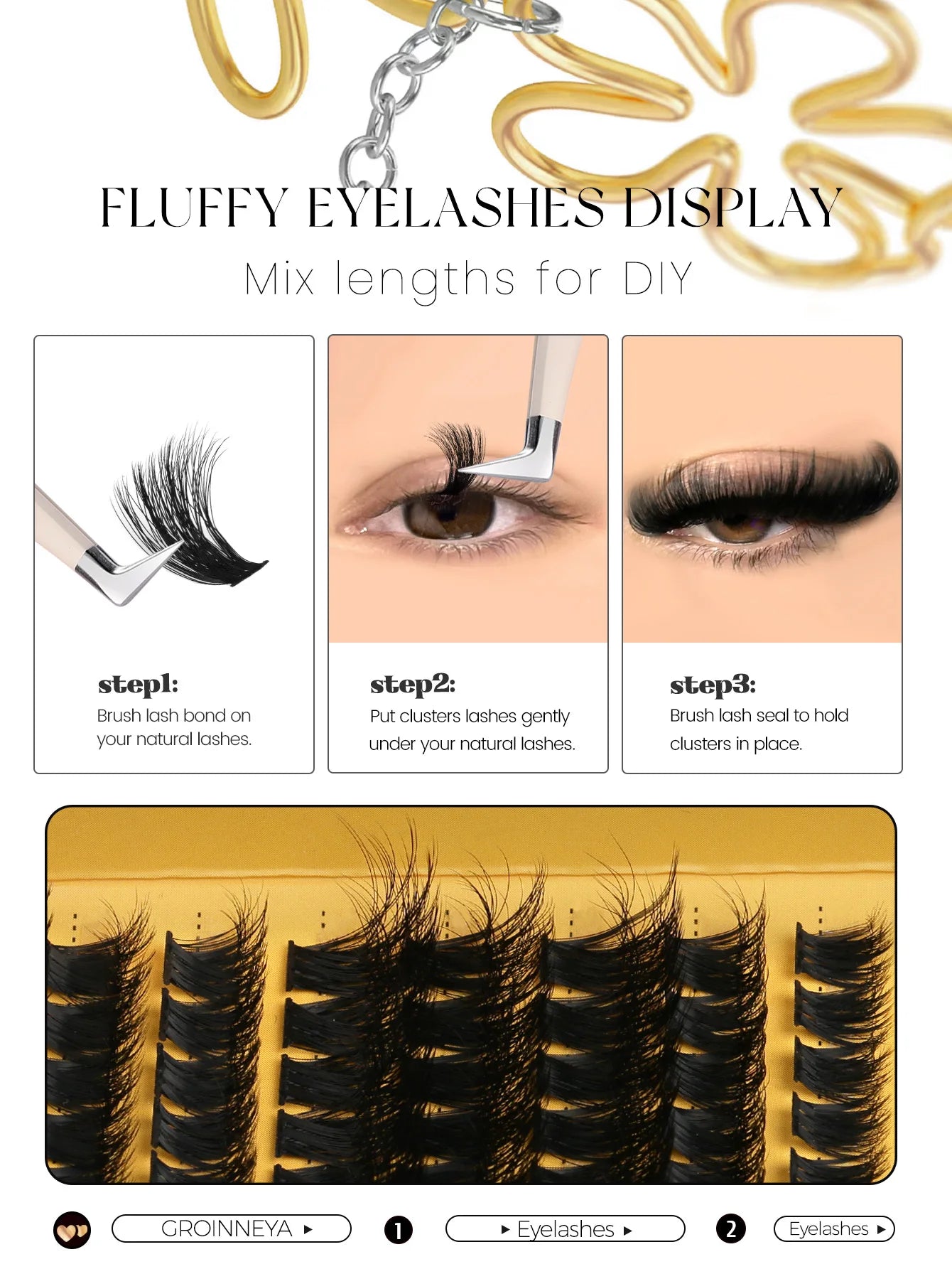 Natürlicher Glamour: Handgemachte C-Locken Cluster-Wimpern im Mix-Tablett