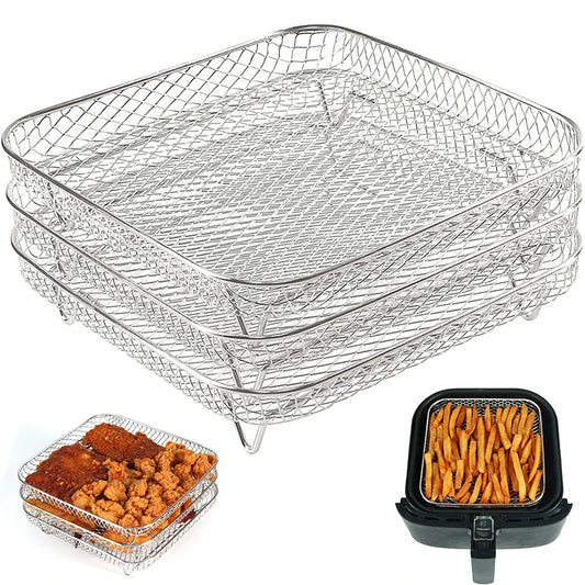 8-Zoll Edelstahl Luftfritteusenständer – Stapelbarer Universalgrill