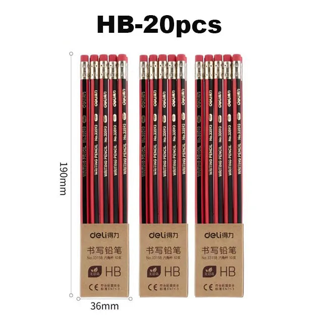 Präzises Schreiben - Zeichnen: 10/20/30-teiliges Holzbleistift-Set HB - 2B mit Radiergummi