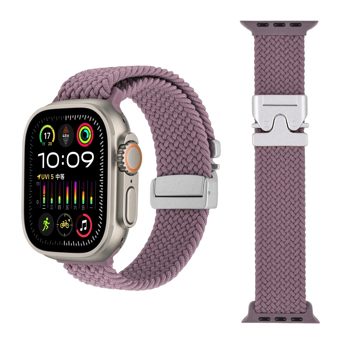Geflochtenes Fallschirm-Nylonarmband mit Metallverschluss für Smartwatches