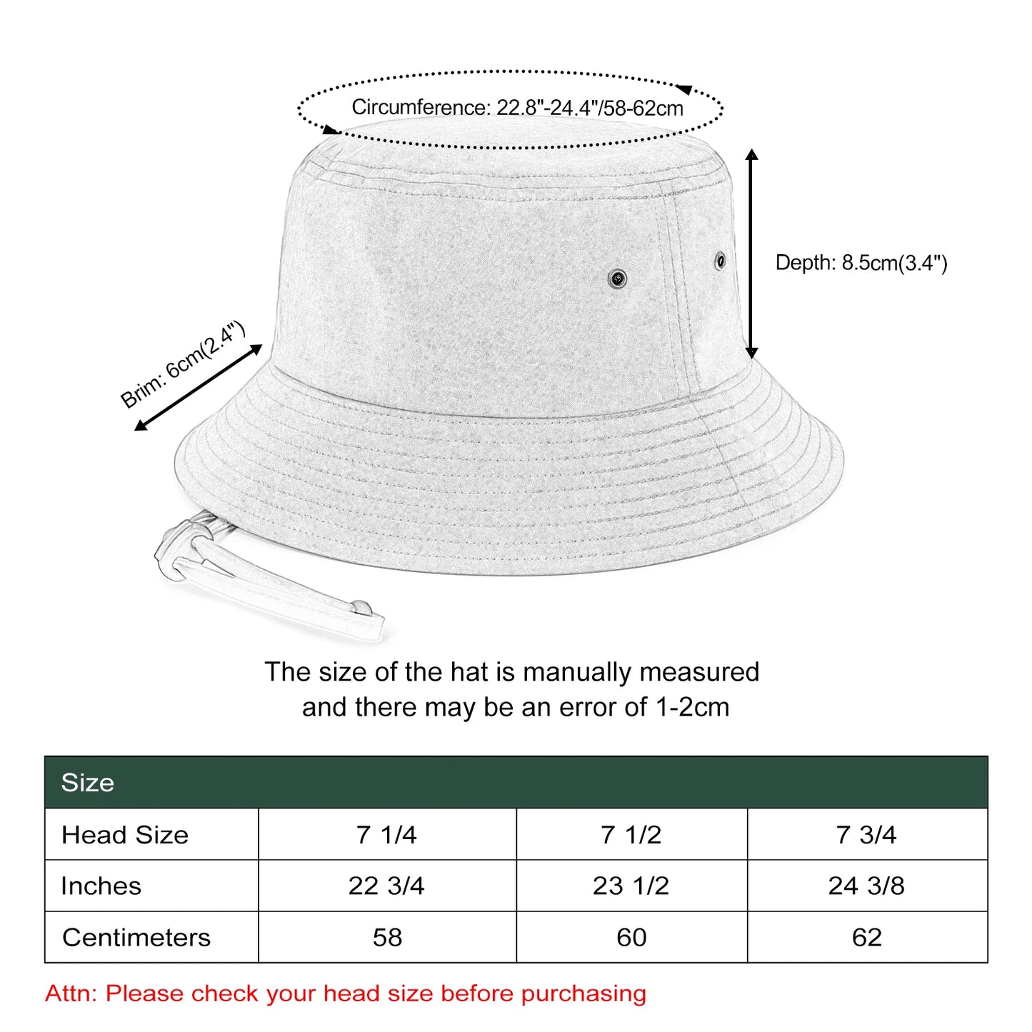 Unisex Baumwoll Eimerhut Faltbar Breiter UV Schutz Sommerhut