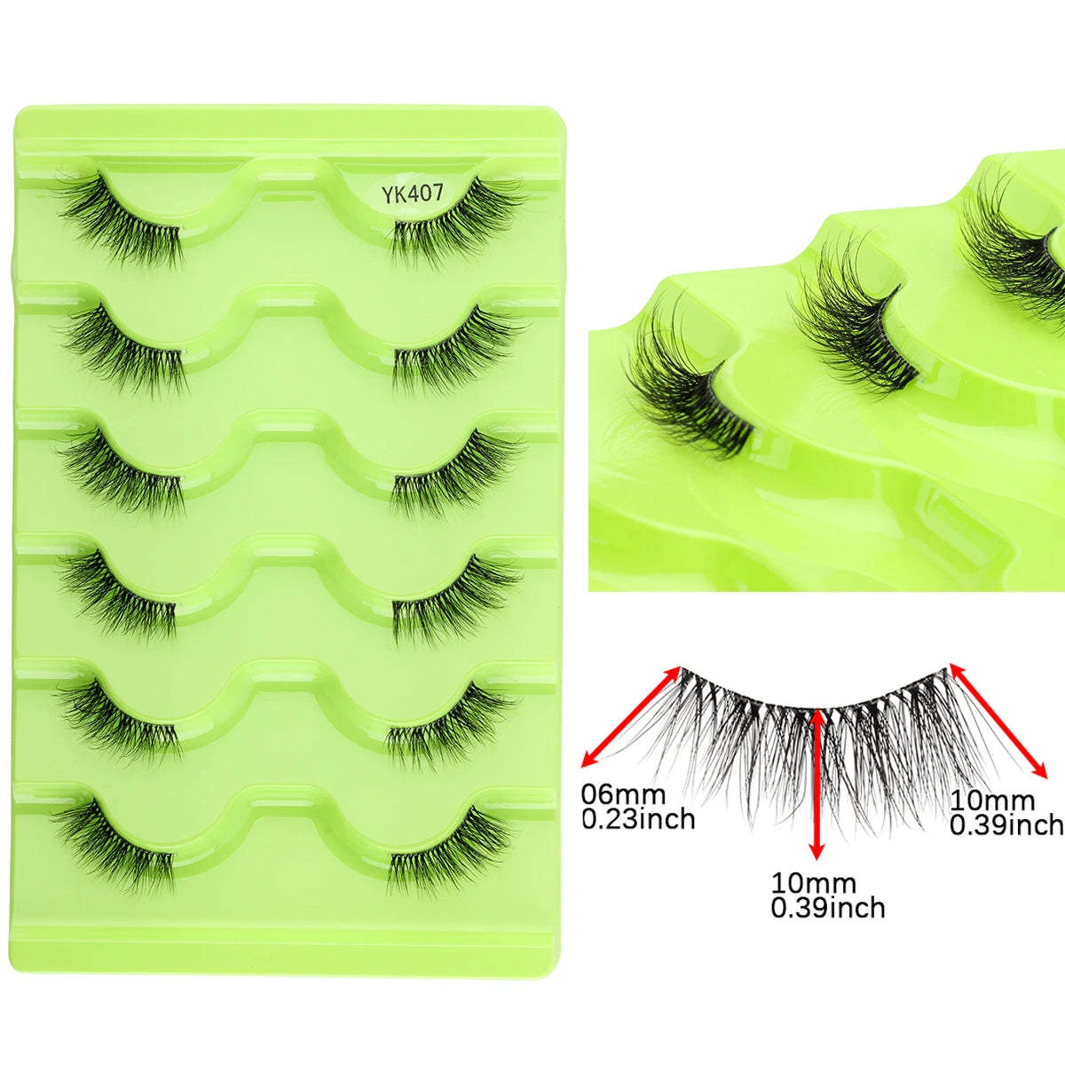 Natürliche Katzenaugen Halb-Wimpern Sets 3/6/10 Paare – weich - wiederverwendbar