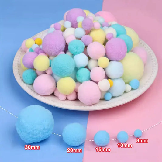 160 bunte Bastel-Pompons 8-30 mm – weicher DIY-Mix für kreative Projekte