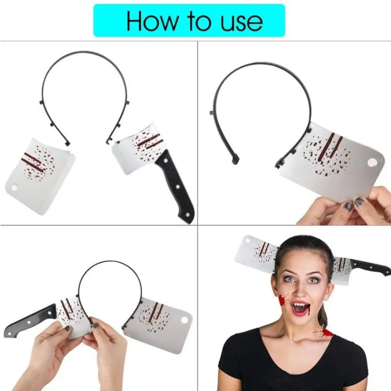 Halloween Party Haarbänder mit Messer, Axt, Hackmesser und Schere
