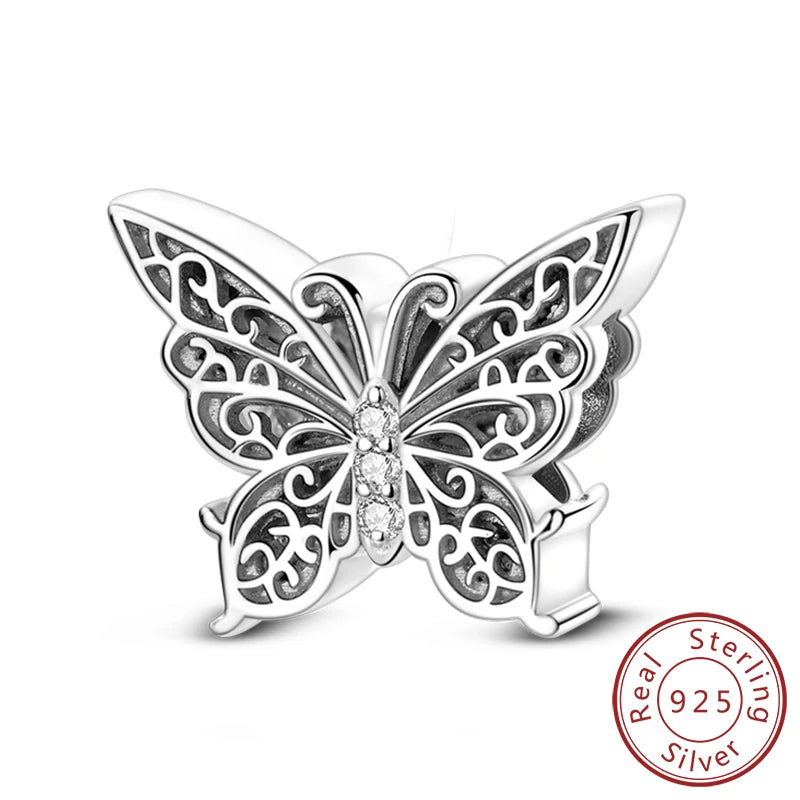 Funkelnder Schmetterlings-Charm aus 925 Sterlingsilber mit Zirkon – Elegant - Leicht