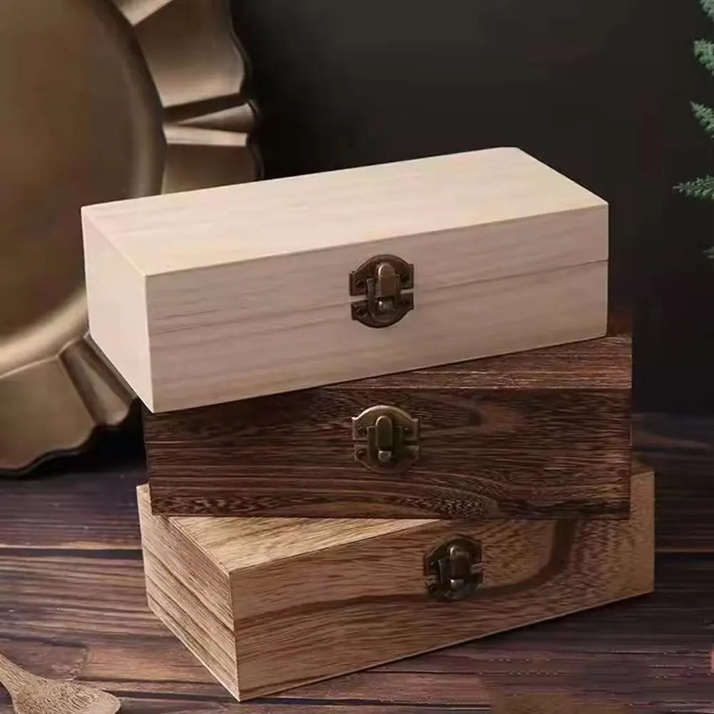 Retro Holz-Aufbewahrungsbox mit Metallverschluss für stilvolle Ordnung
