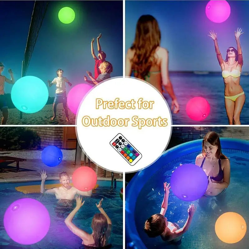 Bunter LED-Strandball mit 16 Farben - Fernbedienung – Wasserdicht, 40 cm groß