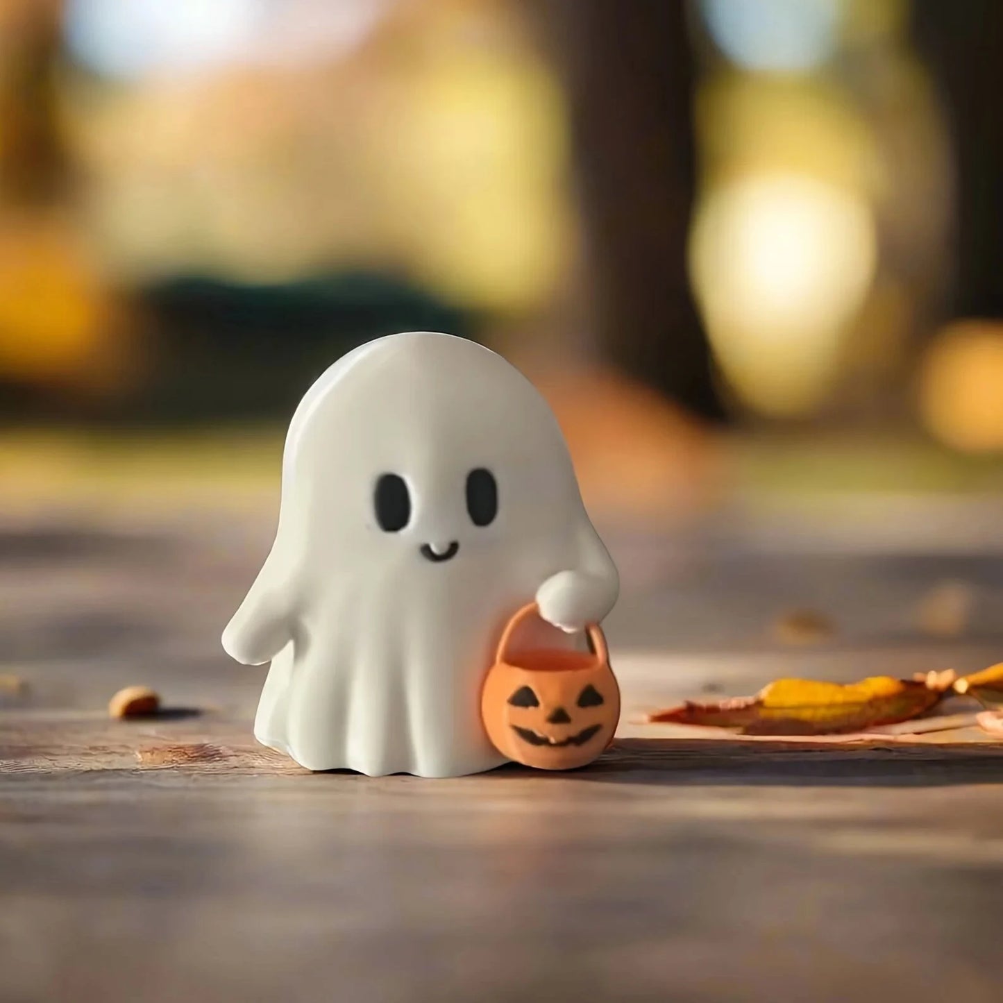 Niedliche Kürbisstatue im Anime-Stil als Halloween-Dekoration
