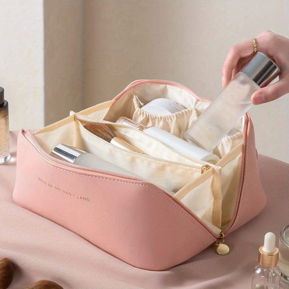 Luxuriöser Make-up-Organizer aus PU-Leder – geräumig, stilvoll - reisefreundlich