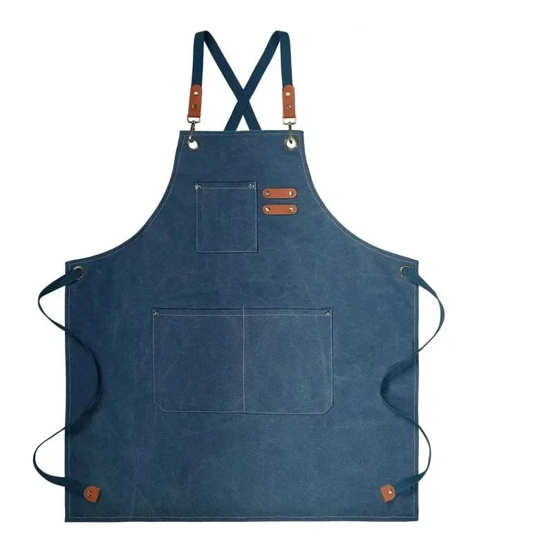 Ölbeständige Leinwand Schürze mit Taschen für Küche und Haushalt