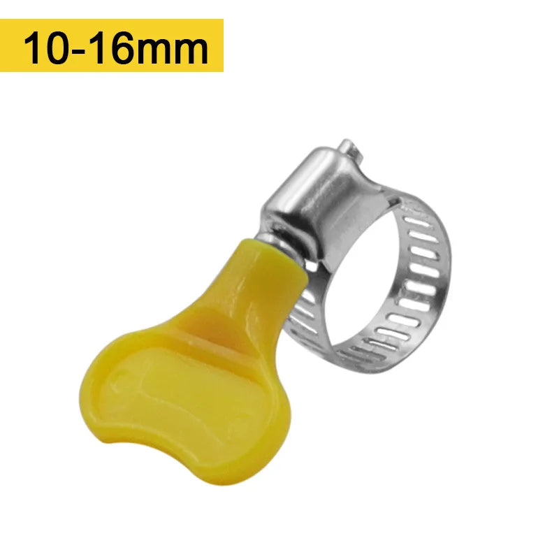 5 Stück verstellbare Schlauchschellen 8-44 mm mit gelbem Griff, rostfrei Edelstahl