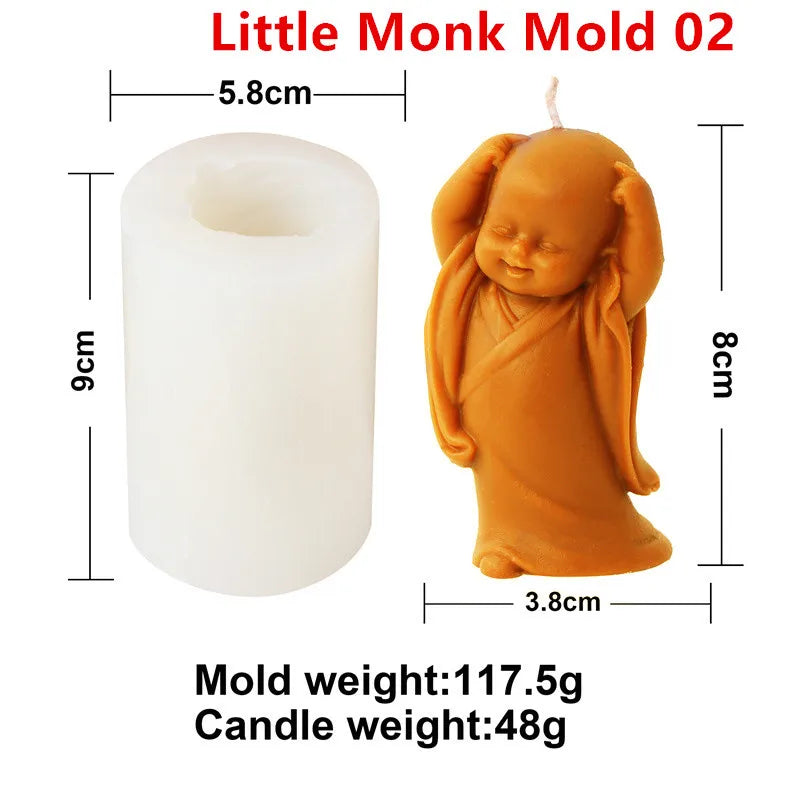 3D Silikon Kerzenform Kleine Buddha Mönch für DIY Dekoration