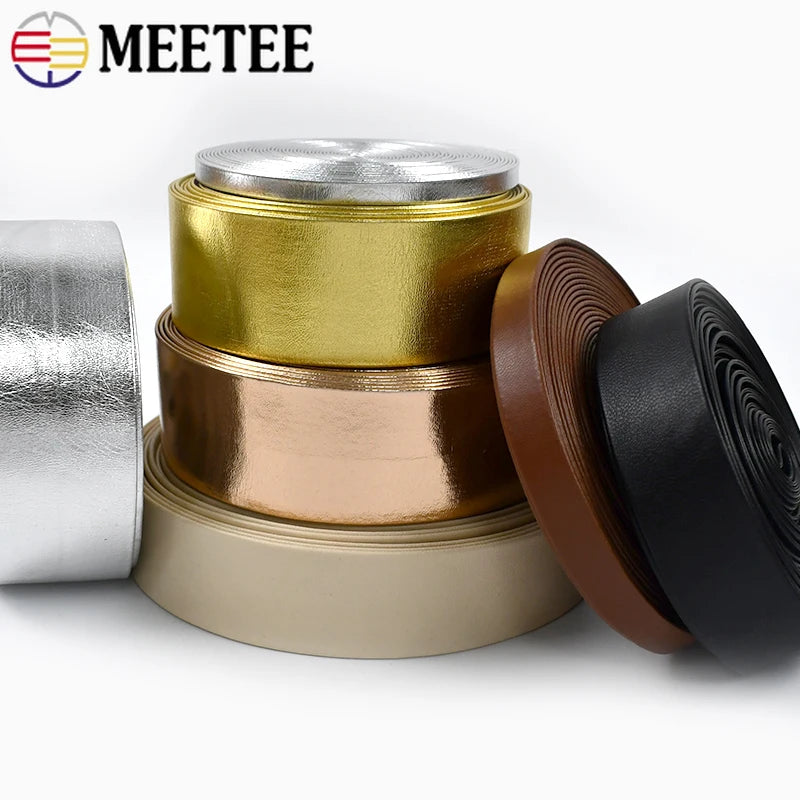 5 m PU Lederband 5-50 mm Gold Silber für DIY Schmuck Dekor Riemen