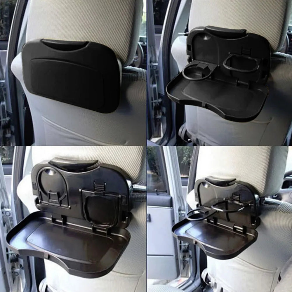 Multifunktionaler Auto Mini Schreibtisch mit Getränkehalter, klappbar, schwarz/beige