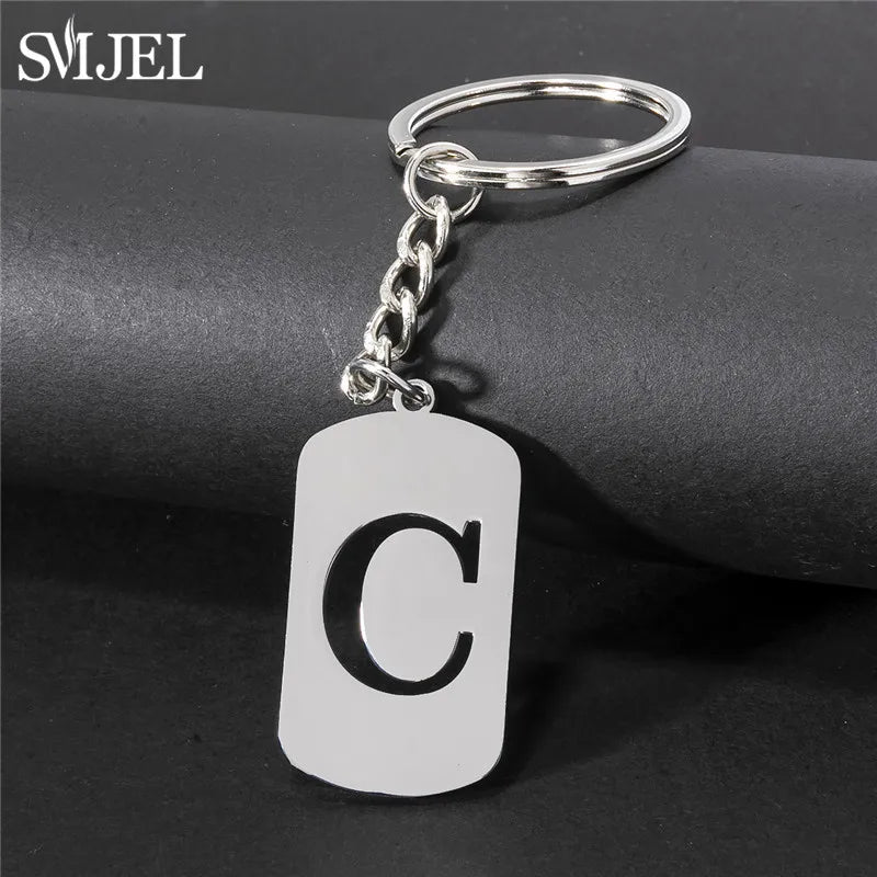 Edelstahl A-Z Buchstaben Schlüsselanhänger – Stylishes Party-Charm
