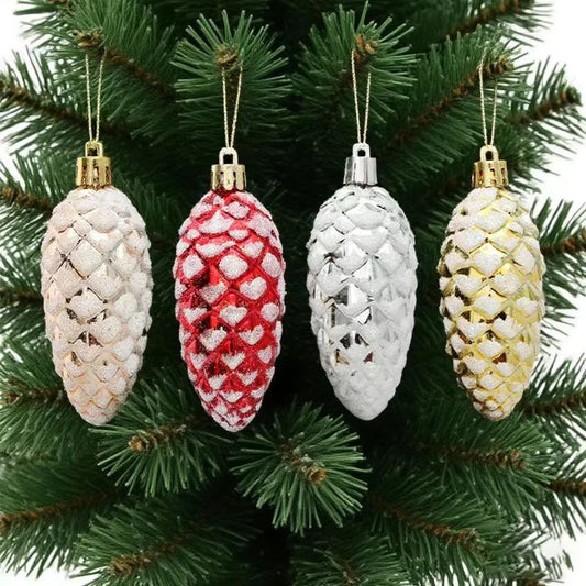5er Set Festliche Tannenzapfen Baumschmuck für Weihnachten Zuhause