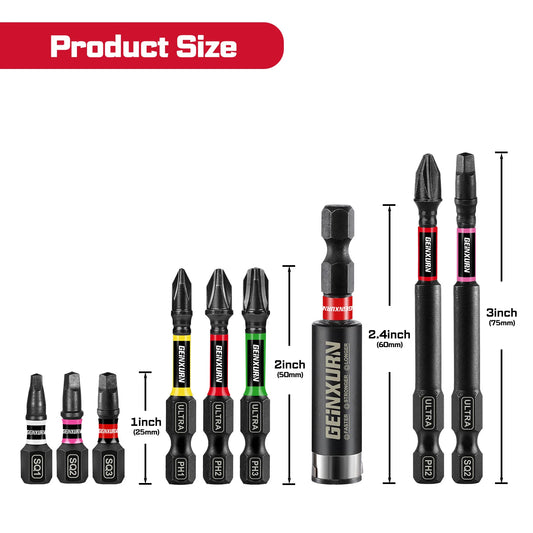 Kraftvolles Schlagschrauber Bit-Set mit hoher Torsion - Organizer-Box