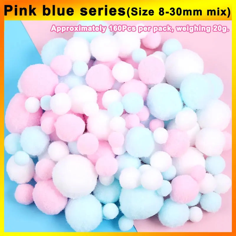 160 bunte Bastel-Pompons 8-30 mm – weicher DIY-Mix für kreative Projekte