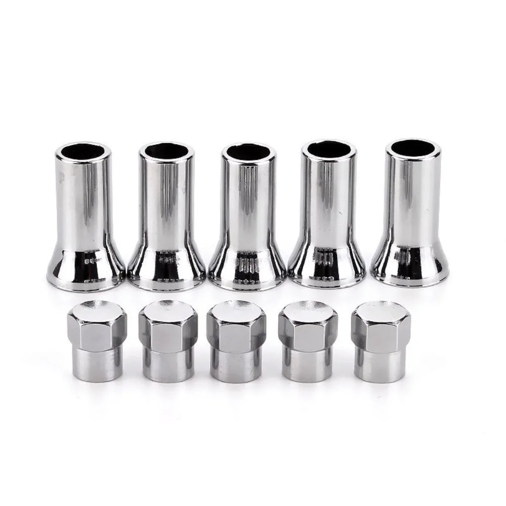 10er Satz Reifenventil Kappen TR413 TR414 Hex Caps Chrom für Auto