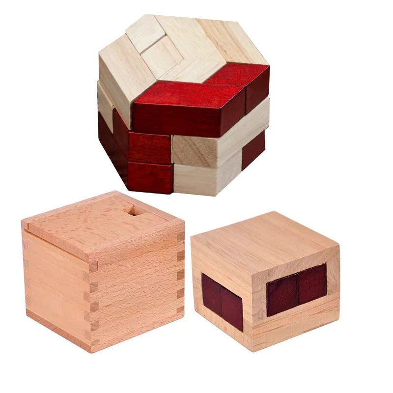 3PCS LuBan Lock Holz Puzzle IQ Brain Teaser für Erwachsene und Kinder