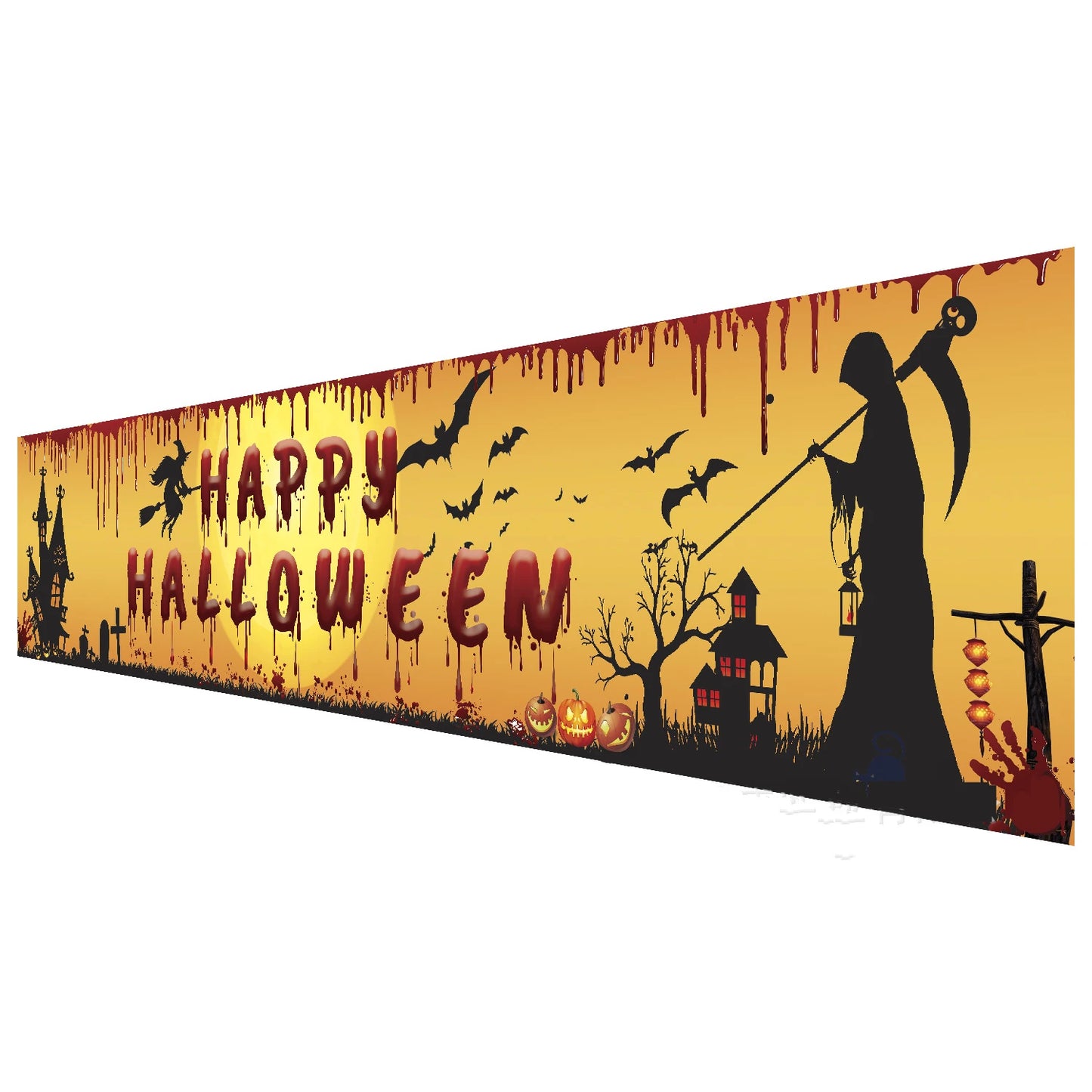 250cm Halloween Banner mit Kürbis und blutigen Handabdrücken für Indoor Outdoor