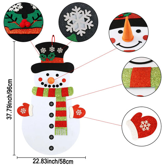 DIY-Weihnachtsschneemann Set aus Filz mit glitzernden Ornamenten