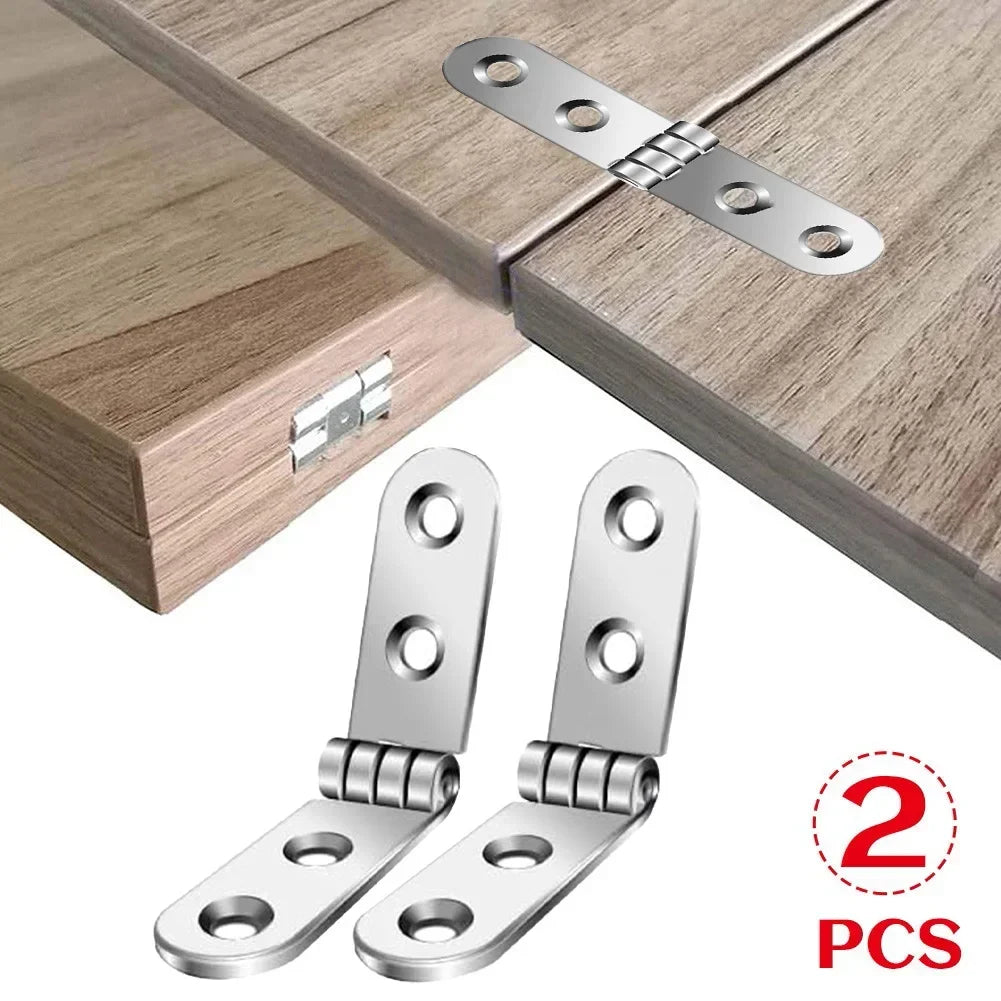 Robuste 2er-Set 180° faltbare Scharniere aus Eisen – leise - rostfrei, silber