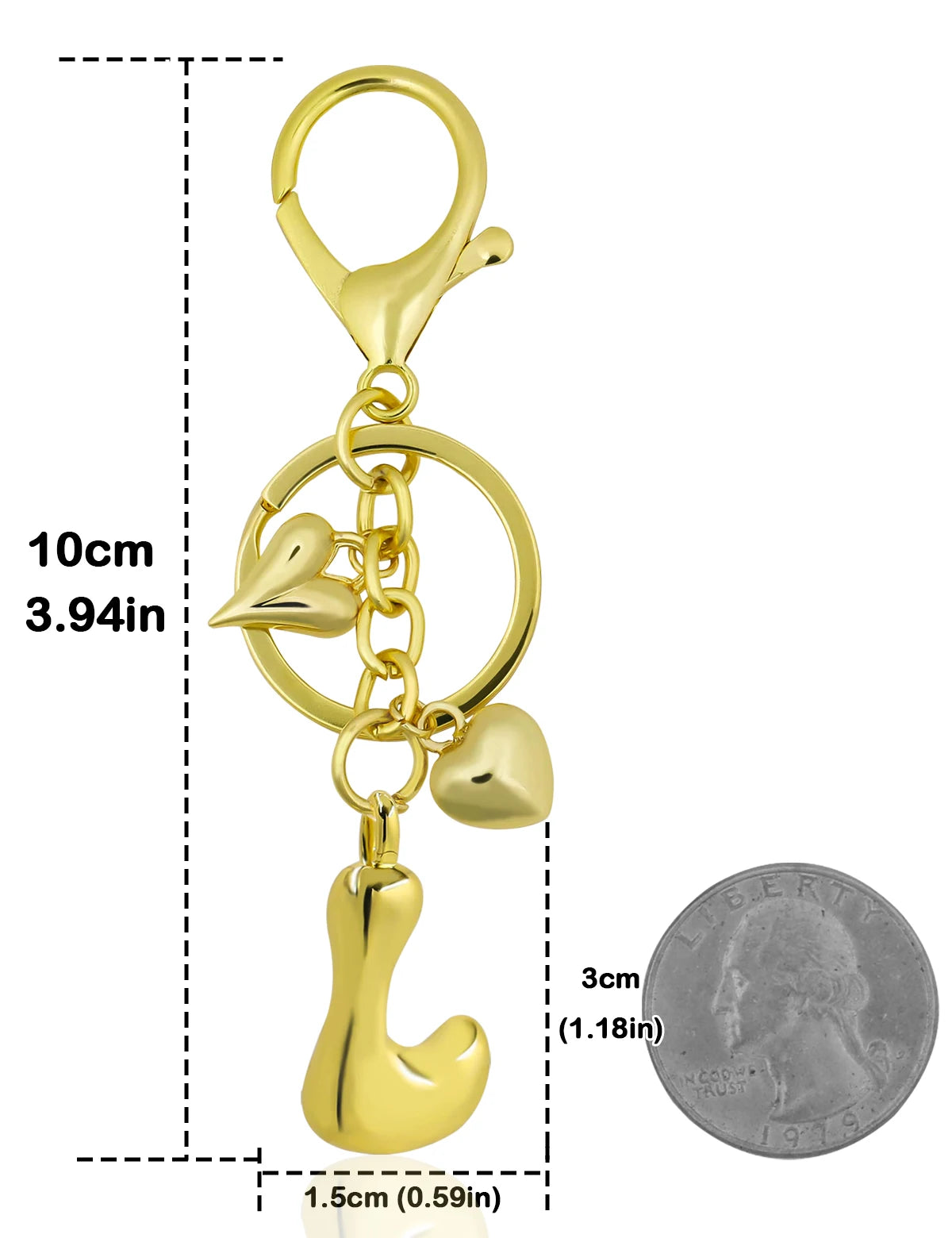 Personalisierter 18K Gold Schlüsselanhänger mit Herz – Blasenbuchstaben Damen