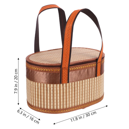 Bambusgewebter Aufbewahrungskorb mit Griff, faltbar, großes Fassungsvermögen