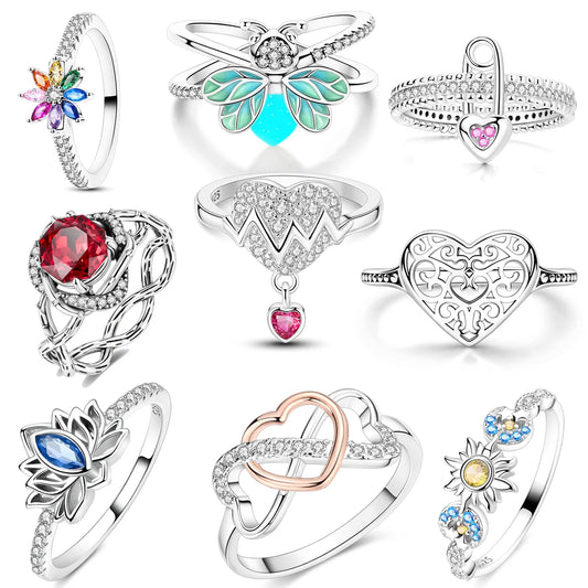 Funkelnder 925 Sterling Silber Damenring Zirkon – Verlobung Hochzeit Geschenk