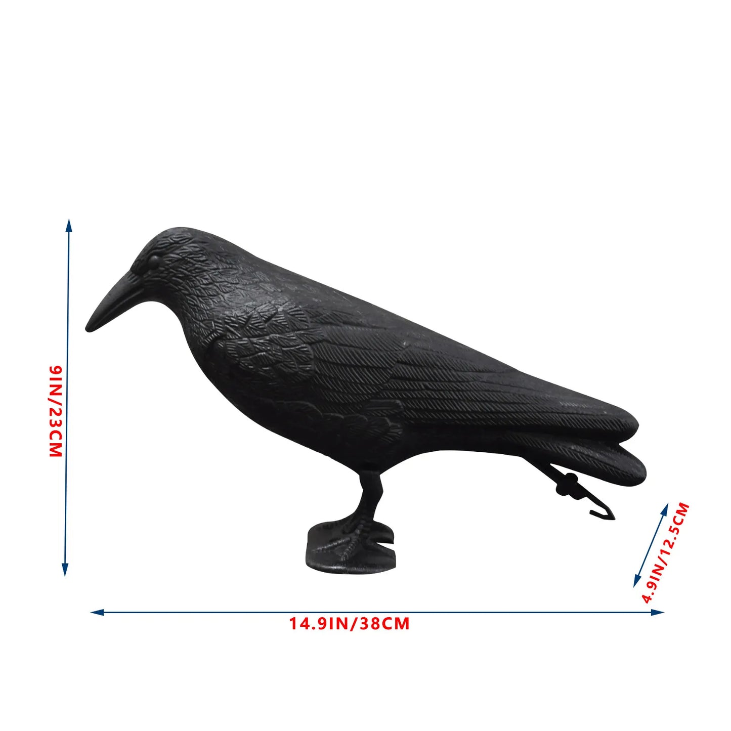Natürlicher Vogelschutz: Realistische schwarze Krähe, wetterfest - vielseitig, 35 cm