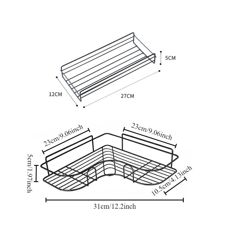 Eisen Wandregal für Bad - Küche – Eckablage mit Wasserablauf Design