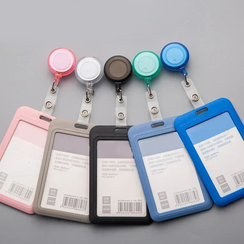 Frauen Studenten ID Kartenhalter versenkbar transparent mit Clip