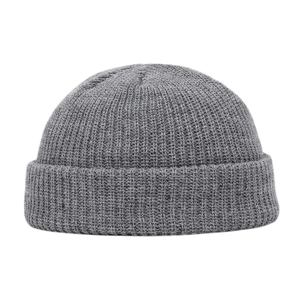 Elastische Unisex Winter Mütze Kurz Gestrickt Warm Beanie Kappe Erwachsene