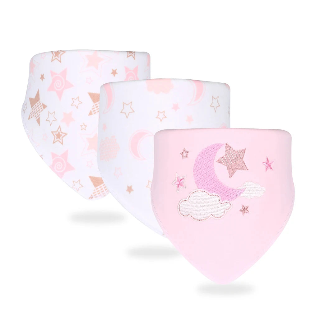 Sanfte Babypflege garantiert: 3er Set Baumwoll Bandana Lätzchen mit Tierprint
