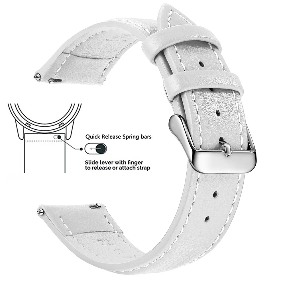 Echtleder Uhrenarmband Schnellverschluss 18/20/22mm für viele Smartwatches