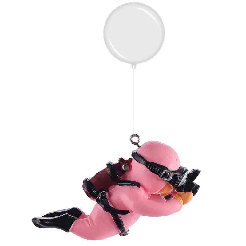 Aquarium Harz Deko Set: Mini Taucher mit Schwimmkugel & Leucht-Effekt