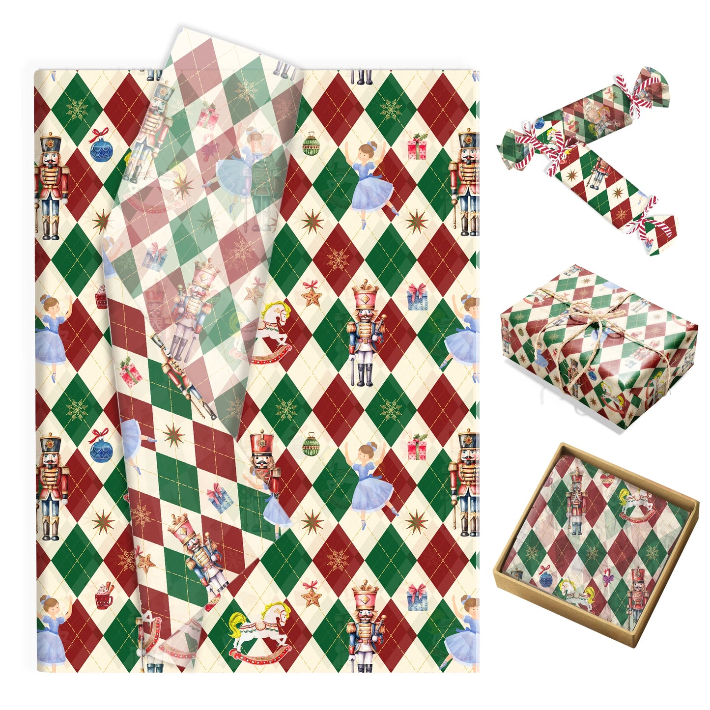 20/50 Stücke Weihnachts-Seidenpapier mit Schneeflocken- & Birnenmuster