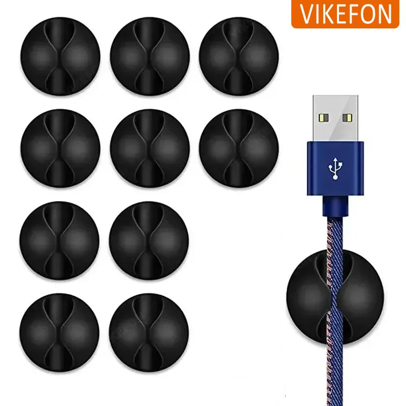 Silikon Kabelhalter rund 1cm | Mini Organizer für Desktop Kabelmanagement