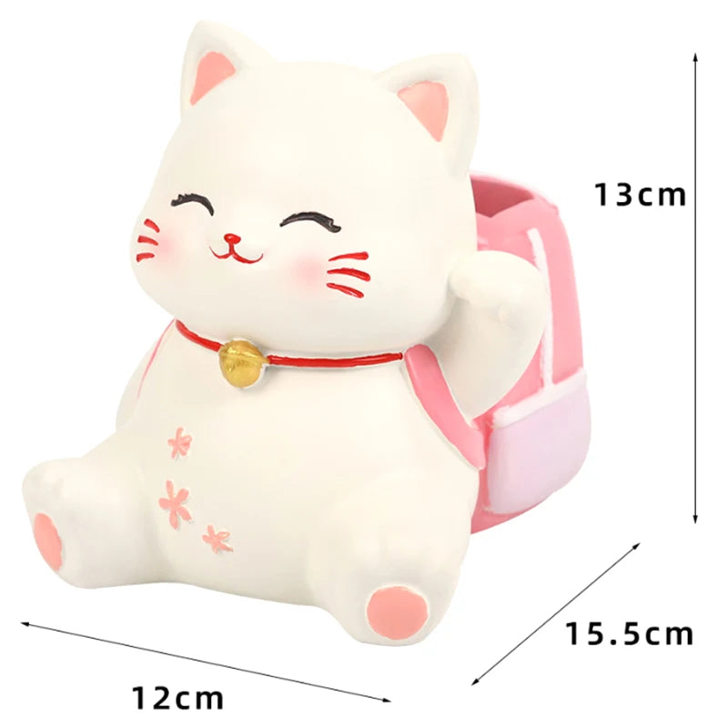Niedlicher Katzen Stifthalter Harz Desktop Organizer für Schule Büro