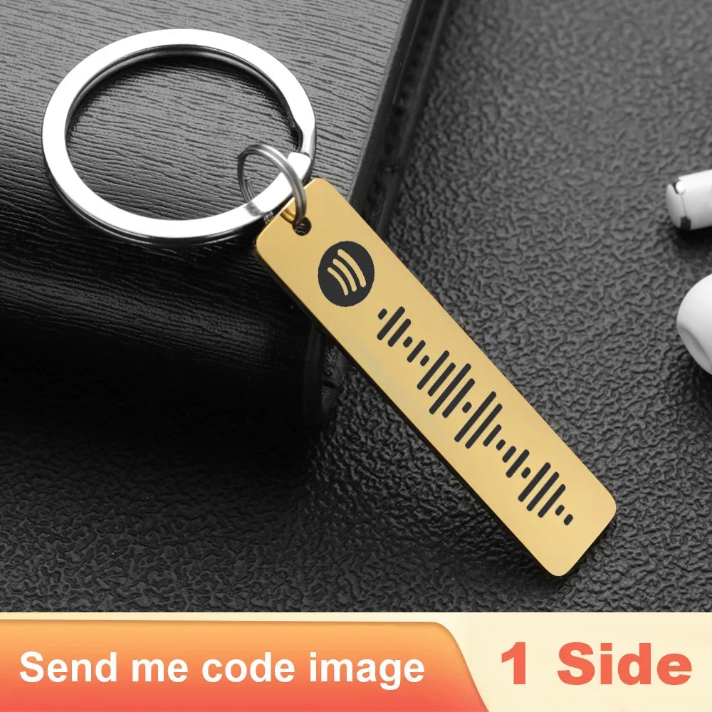 Personalisierter Spotify-Code Schlüsselanhänger gravierbar silber